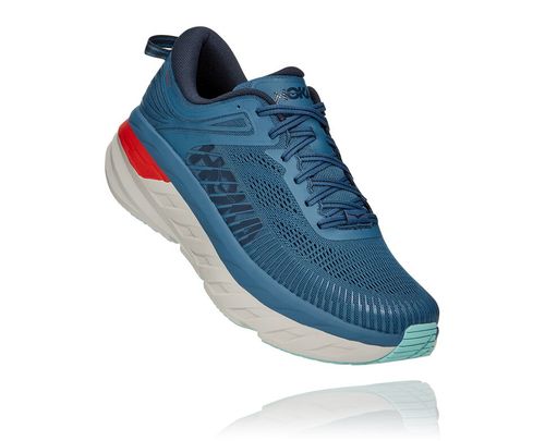 Hoka One One Bondi 7 Men's Road Running Shoes Real Teal / Outer Space | PSVD-30189