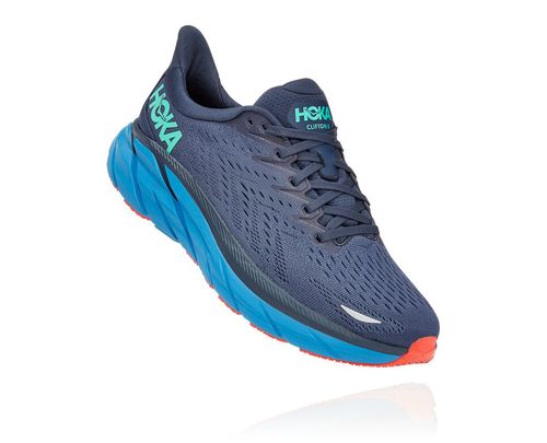 Hoka One One Clifton 8 Men's Road Running Shoes Outer Space / Vallarta Blue | IGWU-69510