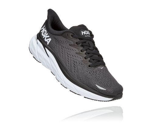 Hoka One One Clifton 8 Women's Road Running Shoes Black / White | JAQM-58940